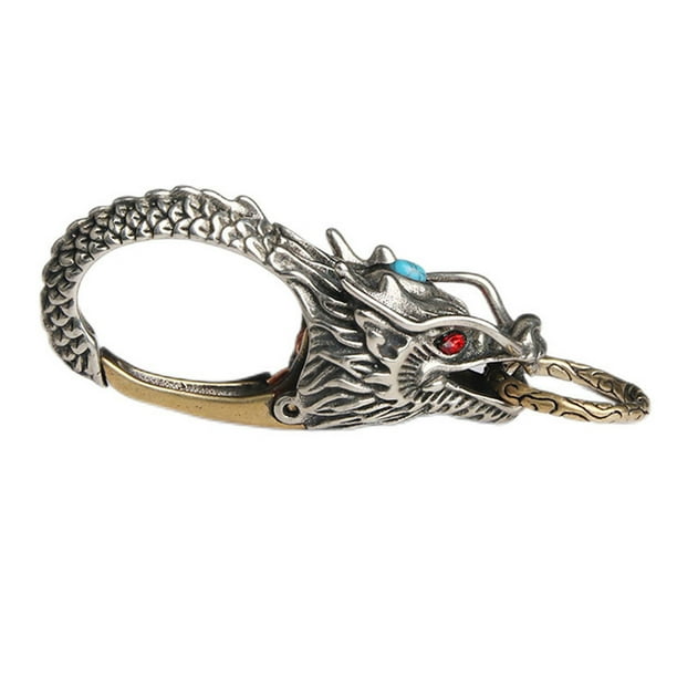 1 llavero con hebilla de cabeza de dragón, cierre para llaves, hebilla de cintura, estilo retro.