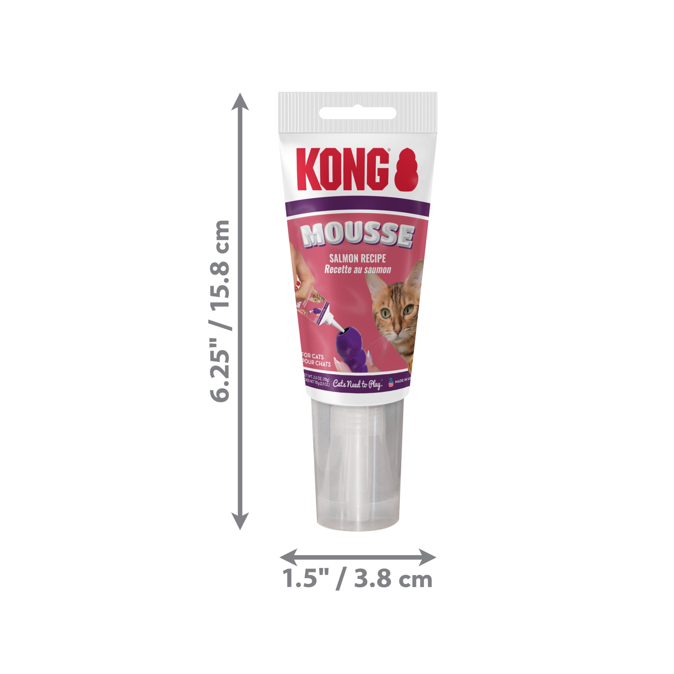 KONG® Mousse Cat Treat, Use w/ Your Kitty KONG or Treat-Dispensing Toys, Salmon, 2.5 Ounce