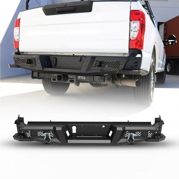 Rear Bumper,Fit for 2017-2025 Ford F-250/F-350,w/Main Body Side Wings,Heavy Duty Steel Black Fine Sand Grain Powder