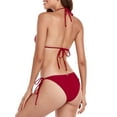 thumbnail image 3 of RELLECIGA Women's Halter Ring Triangle Bikini Sets Sexy String Bikini Two Piece Swimsuit Red Bathing Suits Size S, 3 of 5