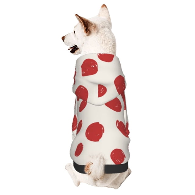 Fotbe Abstract Red Polka Dot Sudadera con Estampado para Perros Pequeños – Suéter con Capucha para Mascotas, Tela Suave de Forro Polar con Bolsillo-Large