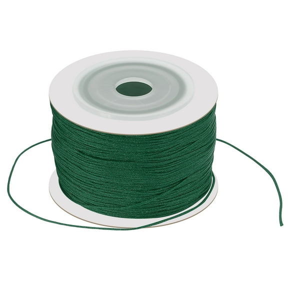 Uxcell 0.6 mm x 142 Yard Nylon Satin Cord 0.6 mm Beading String Braided Rope, Dark Green