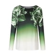 thumbnail image 3 of Women's Round Neck Long Sleeve Tops T Shirts Gradient Color Recreational Regular Fit Fall Casual Basic Tops (Medium, Green), 3 of 6