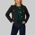 thumbnail image 4 of Cropped Tweed Blazer for Women 2025 Long Sleeve Button Down Business Casual Cardigans with Pockets Office Work Outfits, 4 of 5