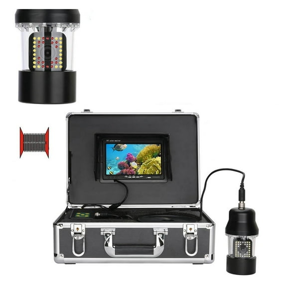 Caméra Vidéo de Pêche sous-Marine 7 Pouces 20m/50m/100m Détecteur de Poissons IP68 Étanche 38 LEDs Caméra Rotative à 360 Degrés, Facile à Utiliser