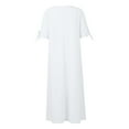 thumbnail image 5 of vestido de bolsillo de manga corta con hombros descubiertos y botones de cuello redondo de color sólido casual de moda para mujer blanco / s, 5 of 5