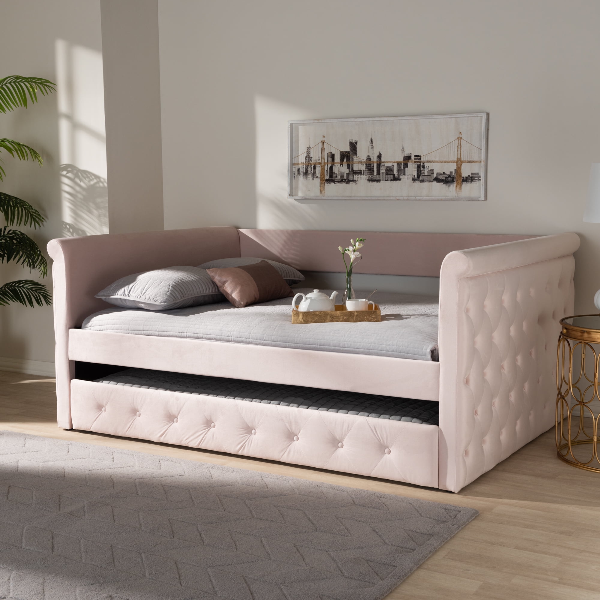 Baxton studio amaya modern and cheap contemporary fabric upholstered size daybed
