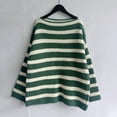 thumbnail image 3 of UTSJKR Women's Cable Knit Sweaters Fall Winter Long Sleeve Sweaters 2024 Fashion Clothing Striped Print Boat Neck Pullover Tops Oversized Loose Fit Jumper Knitwear Green M, 3 of 6