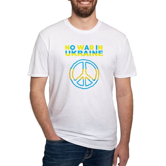 CafePress - No War In Ukraine Support American Ukraini T Shirt - Fitted T-Shirt, Vintage Fit Soft Cotton Tee