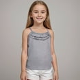 thumbnail image 2 of Kogui Girls Tank Tops for Dance Girl's Ruched Floral Print Tank Top Square Neck Sleeveless Cropped Tops 5T 6T (Grey,5-6 Years), 2 of 9
