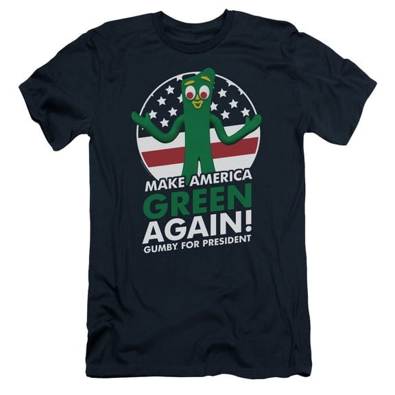 Gumby For President S/S Adult 30/1 T-Shirt Navy