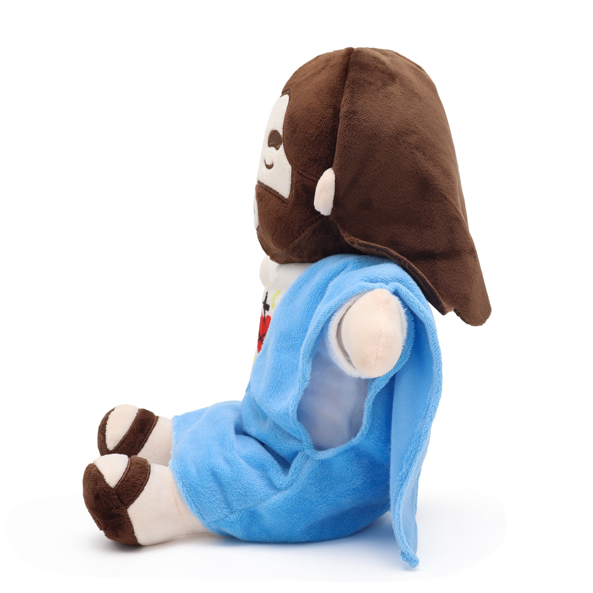 15.7in Sacred Heart Of Jesus Plush Doll, Breathing Jesus With Glowing Light, Christian Religious Toy For Church, Sunday School, Prayer, Home Decor, Christening, Baptism, Easter Gifts For Kids-Blue