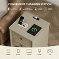 thumbnail image 3 of Bestier Farmhouse Nightstand with Charging Station, Set of 2 Wood Bedside Table with 2 Drawers , Sofa Side End Table Night Stand for Living Room, Bedroom, Home Office,  Light Oak, 3 of 10