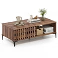 thumbnail image 2 of Costway 47” Mid Century Coffee Table with Fence Doors Open Compartment Front Rear Cabinets, 2 of 10