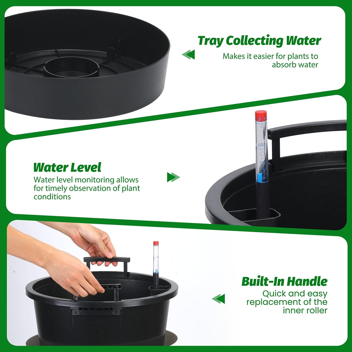 Ataucjin 30 inch Tall Planter Set of 2, Self Watering Pots with Drain Holes, Water Level Monitor & Inner Bucket, Indoor Outdoor Large Flower Pots, Automatic Watering, for Patio, Balcony, Living Room