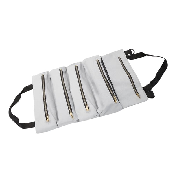 Bolsa de herramientas enrollable, organizador de llaves, bolsa de herramientas multifunción para acampar gris