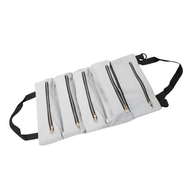 Bolsa de herramientas enrollable, organizador de llaves, bolsa de transporte con cremallera, organizadores de herramientas plegables gris