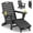 Classic Black, variant on SUUNYN Folding Adirondack Chair with Ottoman, HDPE Outdoor Patio Chair with 2 Cup Holders, Gray