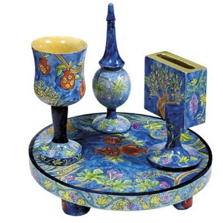 Judaica Kingdom SF-GHM-8108 Handmade Glass Menorahs - Seven Species Menorah