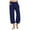 Dark Blue, variant on huaimei Plus Size Capri Pants for Women Summer Cotton Linen Pant Elastic Waist Wide Leg Cropped Lounge Trousers Casual Workout Drawstring Cropped Pant