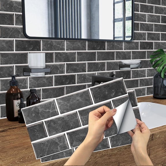 MRLESS 6-Pack Peel and Stick Tile Backsplash for Kitchen and Bathroom, Self-Adhesive PVC Wall Stickers, Easy to Install Wall Decor