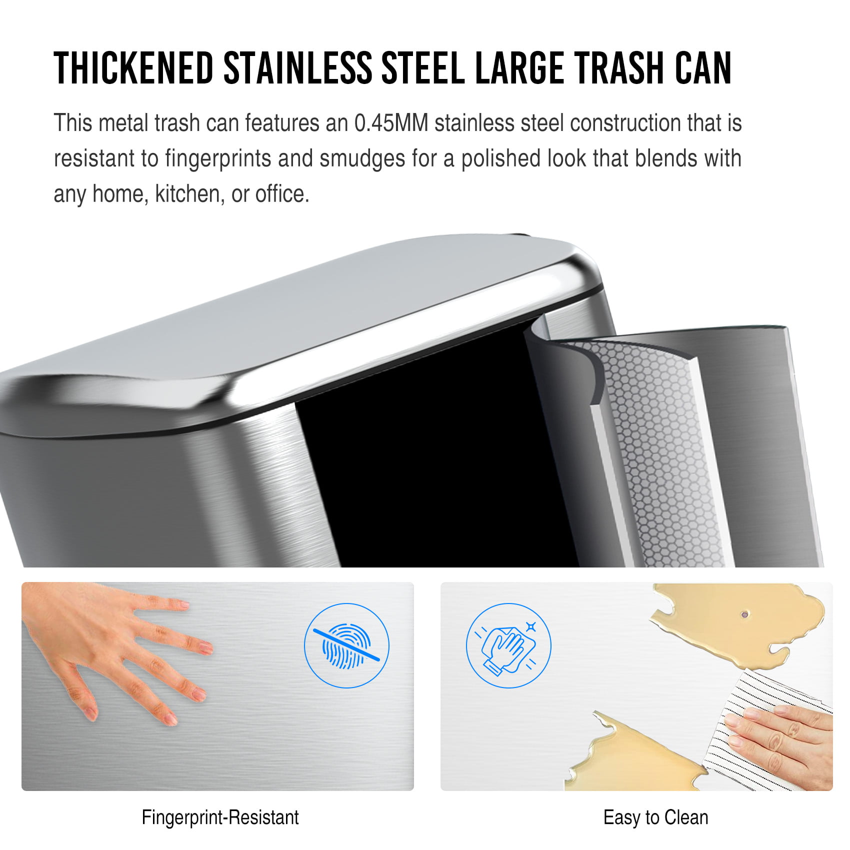 Dropship 50L/13Gal Heavy Duty Hands-Free Stainless Steel Commercial/Kitchen  Step Trash Can to Sell Online at a Lower Price