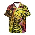 thumbnail image 2 of Camisas de playa tribales polinesias para hombre, camisetas hawaianas casuales de manga corta con botones y estampado 3D, camisetas de gran tamaño para hombre, 2 of 5