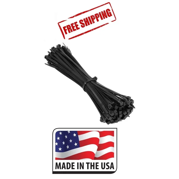 (100) 11" 120 Lb Black Cable Zip Tie Nylon Uv Resistant Free Ship Made In Usa