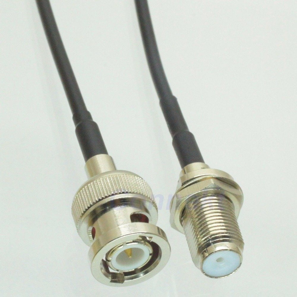 BNC male to F female nut bulkhead crimp RG174 cable jumper pigtail 15cm