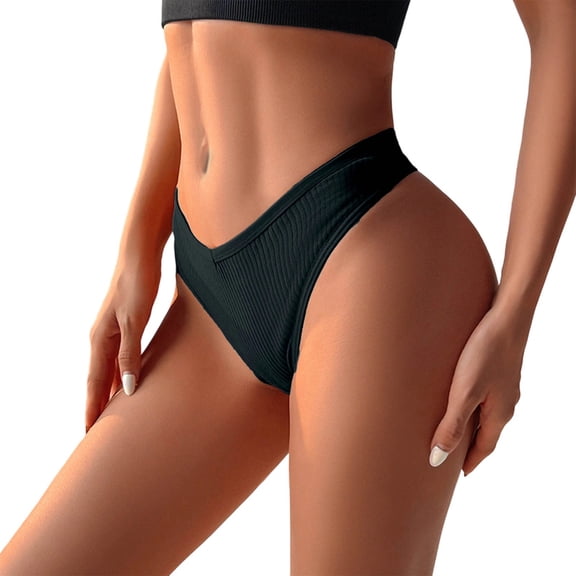 Xijirk Panties for Women,Low Waist Striped Fashion Briefs Colorful Underwear Comfortable Panties for Everyday Wear,Womens Underwear,Black,L