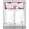 thumbnail image 2 of 4th Of July Linen Curtain Valance for Bedroom/Bathroom/Kitchen/Office/Living/Dining Room Window,Gnomes Spring Summer Floral Red White Rod Pocket Topper Decorative Cafe Drapes Panel 60"x18", 2 of 6