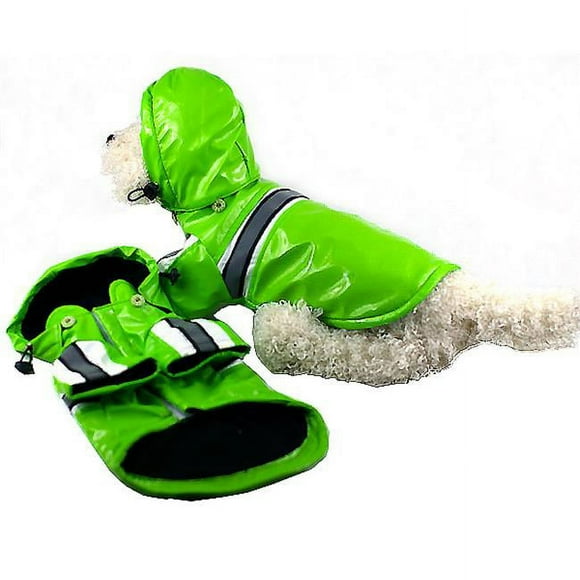 Pet Life R4GRSM Green - Reflecta Glow Pvc Raincoat - SM