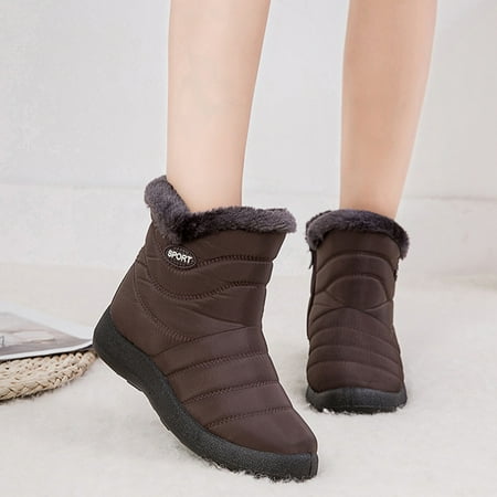 

Women Winter Waterproof Plush Lining Warm Ankle Snow Boots Outdoor Walking Shoes