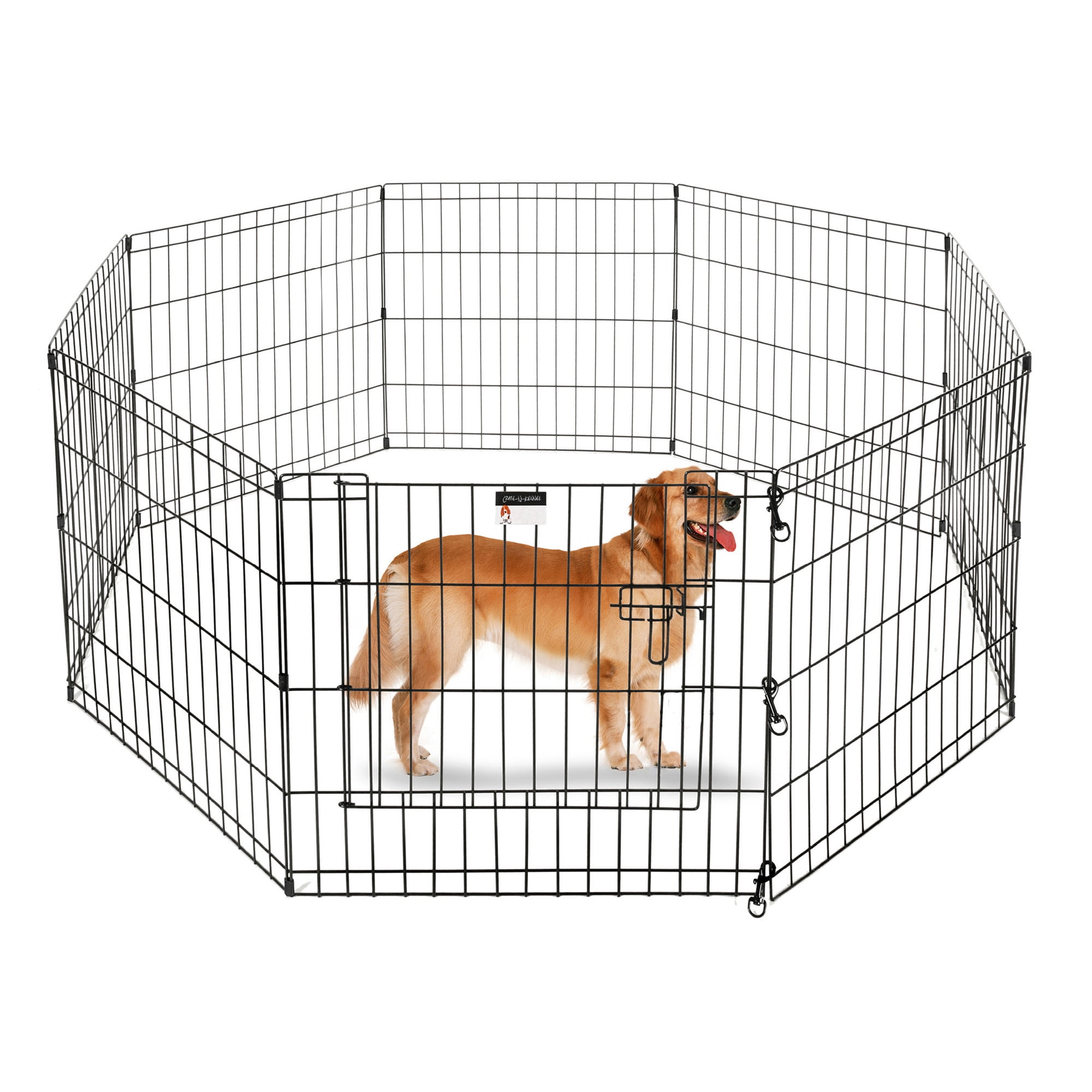 Puppy Playpen – Foldable Metal Exercise Enclosure – Eight 24x24-Inch Panels – Indoor/Outdoor Pen with Gate for Dogs, Cats or Small Animals by Petmaker