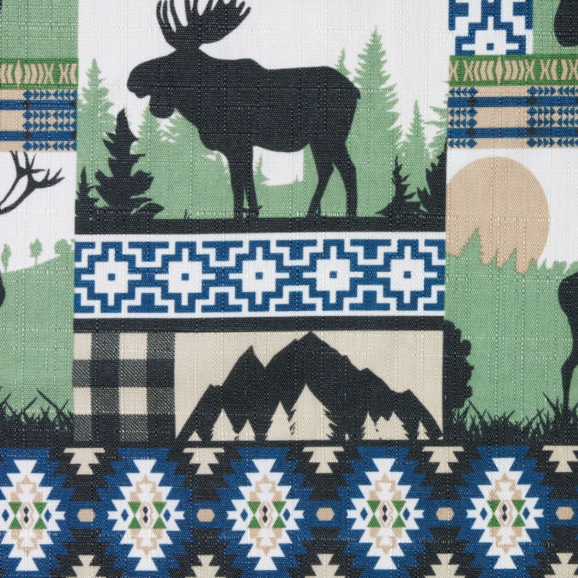 Estate View™ Moose Lodge Light Filtering Rod Pocket Straight 3 Piece Tier Valance and Curtains Set, 54"x36", Green Black