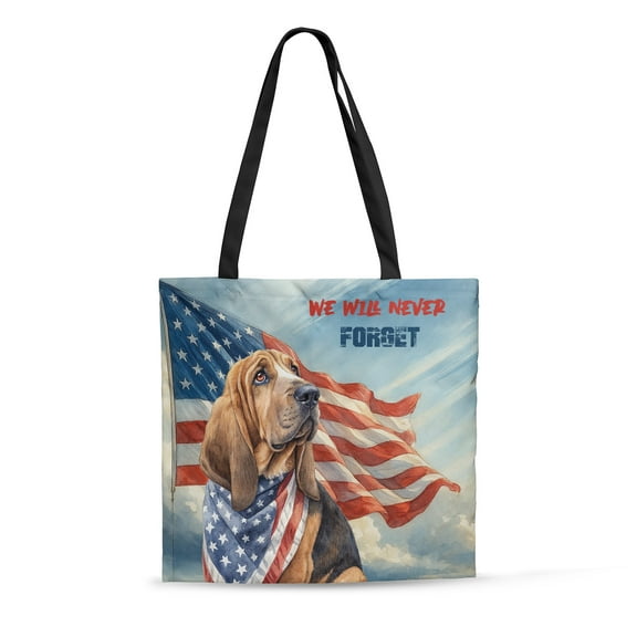 Patriot Bloodhound We Will Never Forget Patriotic Remembrance Day All Over Print 3D Canvas Tote Bag Dog Lover Reusable Handbag - 12014