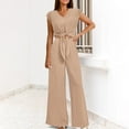 thumbnail image 5 of Maean Women's 2 Piece Outfits Trendy V Neck Short Sleeve Crop Top Wide Leg Long Pants with Pockets Casual Sets, 5 of 7