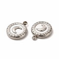 thumbnail image 3 of Natural White Shell Flat Round Charms with 304 Stainless Steel Findings Moon Pattern Stainless Steel Color 16x13x3mm Hole: 1.8mm DIY, 3 of 3