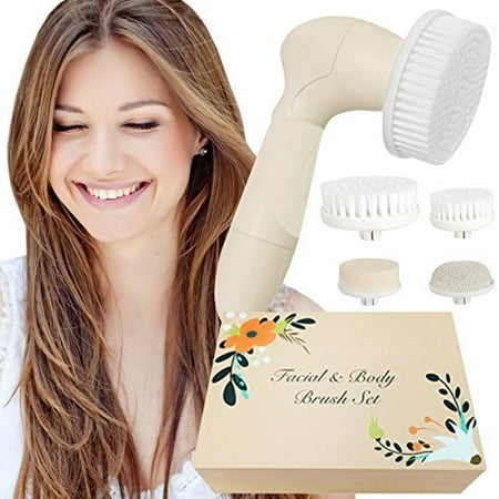 Magic Ski System - Skin Cleansing System Facial Brush & Body Care Kit - Vintage Almond Facial Brush