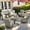 Dark Gray, variant on OLINOA 8 Piece Outdoor Patio Furniture All-Weather Wicker Conversation Set with 4 Swivel Chairs, Loveseat, Coffee Table & 2 Side Table for Backyard Garden Porch, Beige