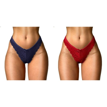 (2-Pack) Kcodviy Women Floral Lace Underwear Women Mesh Panties Low Rise athletic Panties for Hollow Out Transparent Plus Skeleton Panties for Women Size Underwear