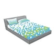thumbnail image 2 of Ambesonne Modern Fitted Sheet & Pillow Sham Set, Mosaic Grid Pixel Art, Full, Lime Green Aqua White, 2 of 2