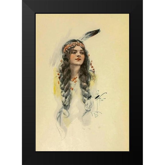 Fisher, Harrison 11x14 Black Modern Framed Museum Art Print Titled - Minnehaha from The Song of Hiawatha 1906