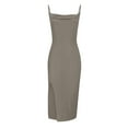 thumbnail image 5 of Wycnly Formal Dresses for Women Sexy High Slit Spaghetti Strap Ruched Bodycon Night Party Club Dresses V-Neck Sleeveless Solid 2025 Summer Long Dress Dark Gray XXL, 5 of 6