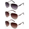 3 Packs Metal Frame Spring Temple Fashion Leather Decoration Aviator Sunglasses for Men for Women