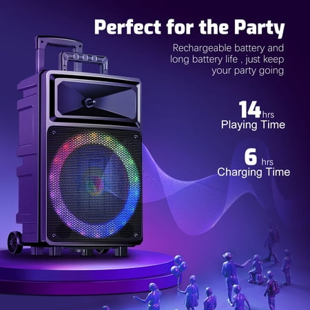 SEENDA KARAOKE MACHINE WITH 2 WIRELESS MICROPHONES, BLUETOOTH SPEAKER, AND PORTABLE PA SYSTEM – INCLUDES FM RADIO AND 12″ WOOFER FOR PARTY