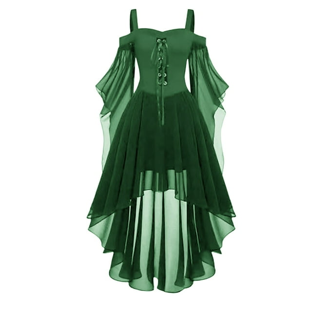 NMMUED Gothic Outfits for Women Medieval Dress for Women Masquerade Party Dress Gothic Dress Masquerade Dresses for Women Halloween Costumes Renaissance Dress Women Green M