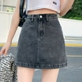 thumbnail image 2 of SRZYMJ Women's Denim Mini Skort High Waisted Stretch Casual Jean Skirt Shorts, 2 of 5