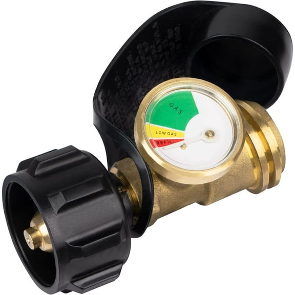 Propane Tank Gauge Level Indicator, Accurate Propane Gauge for Propane Tanks, Cylinder, RV Camper, Propane Heater, Fire Pit, Gas Grill and More, Tool-Free Installation, Solid Brass