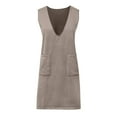thumbnail image 4 of RMGVDSD Womens Sweater Vest Dress Knitted Pullovers Sweaters V Neck Tank Sweater Dress With Pockets Sleeveless Vests Solid Color Trendy Casual Knitted Tops /Khaki, 4 of 5
